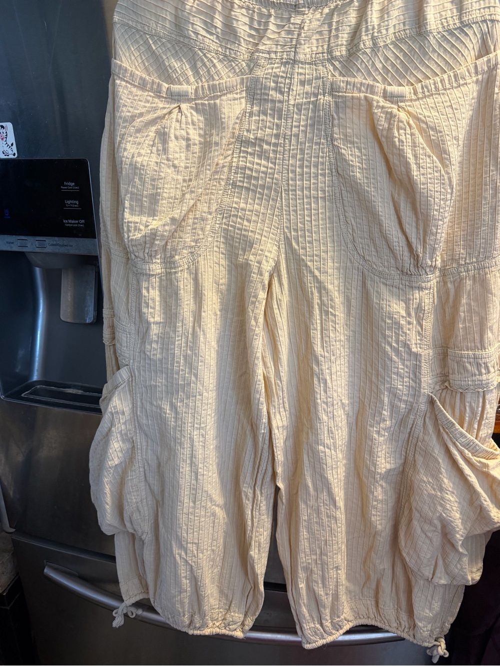 Free People Cream Wide Leg Drawstring Cargo Pants - Picture 2 of 14